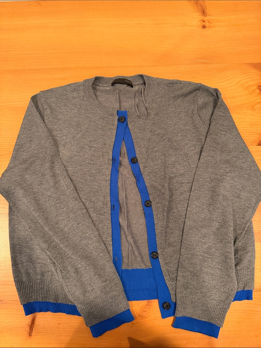 Zara Gray Cardigan with Blue Trim